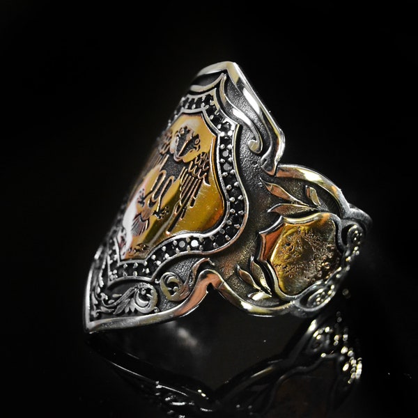 Zihgir Bogenschützen-Ring, Krieger-Ring, osmanischer Selcuklu-Soldat, 925er Sterlingsilber, hochwertiger Herrenschmuck, bestes Geschenk für Männer, einheimischer Ring