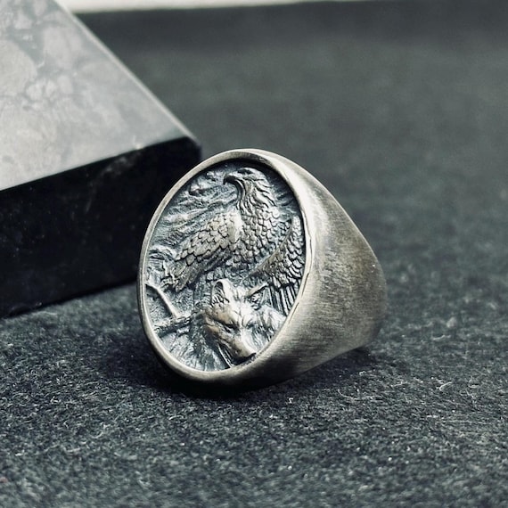 Bald Eagle Ring: Sterling Silver Men's Signet (handmade Animal
