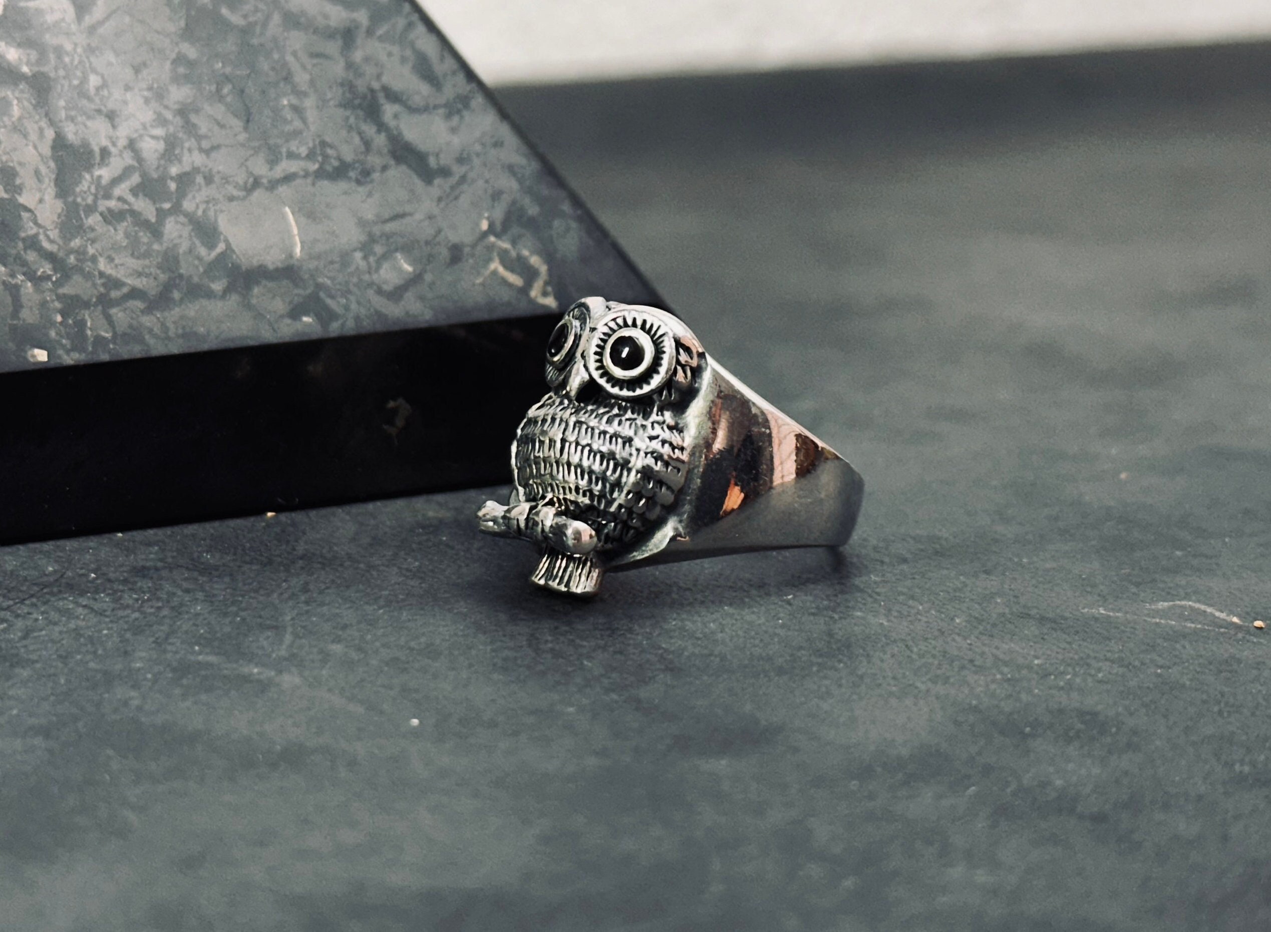 Sterling Silver Owl Ring: Handmade Personalized Animal Jewelry