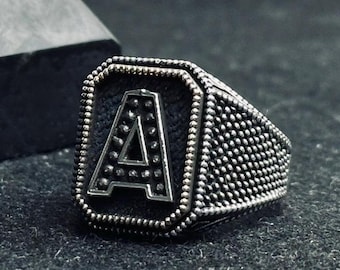 Zegelring: sterlingzilver monogramontwerp (aangepaste maten beschikbaar)