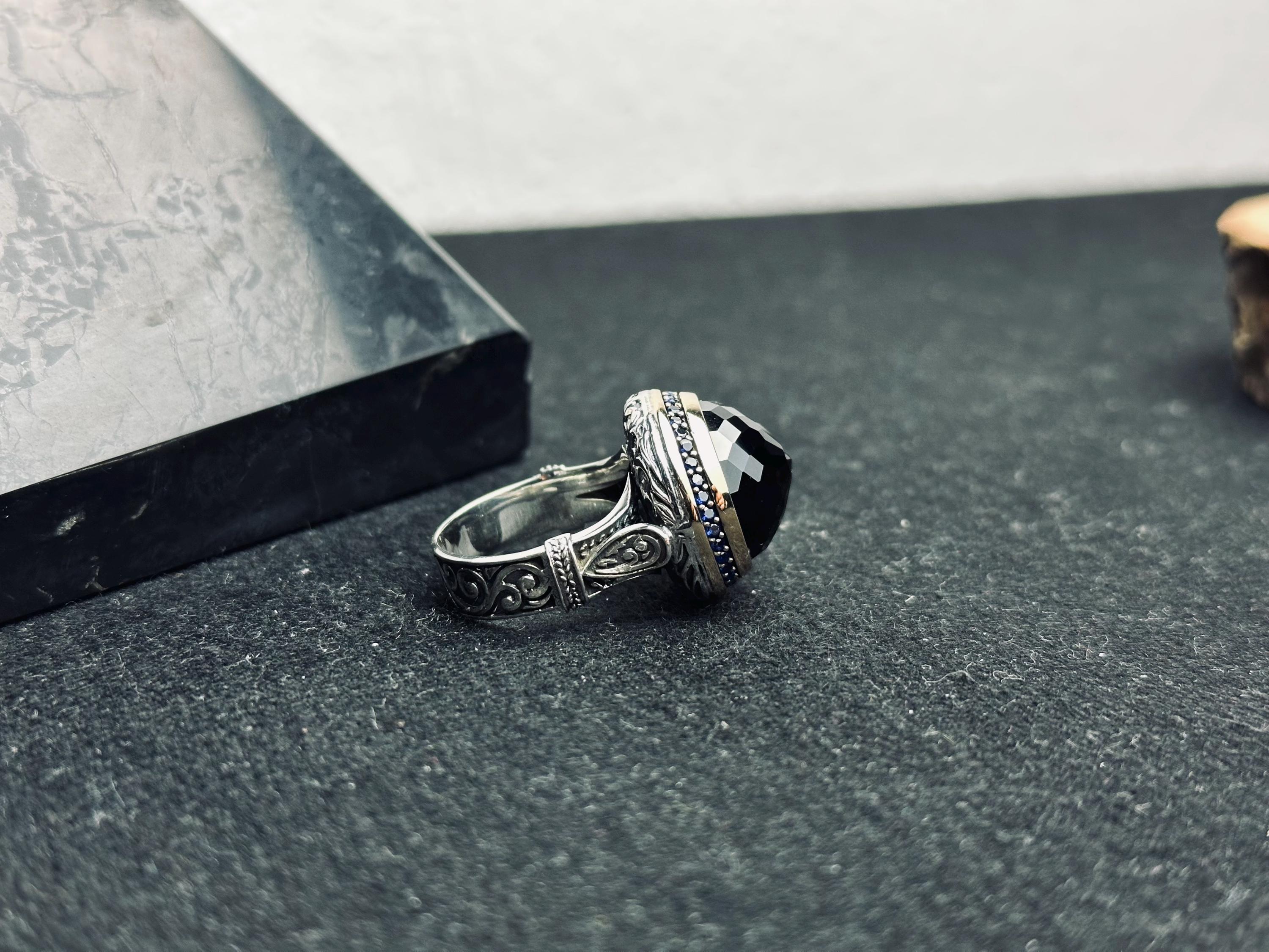 Men's Silver Ring: Minimal Black Stone Design (handmade 925) - Etsy