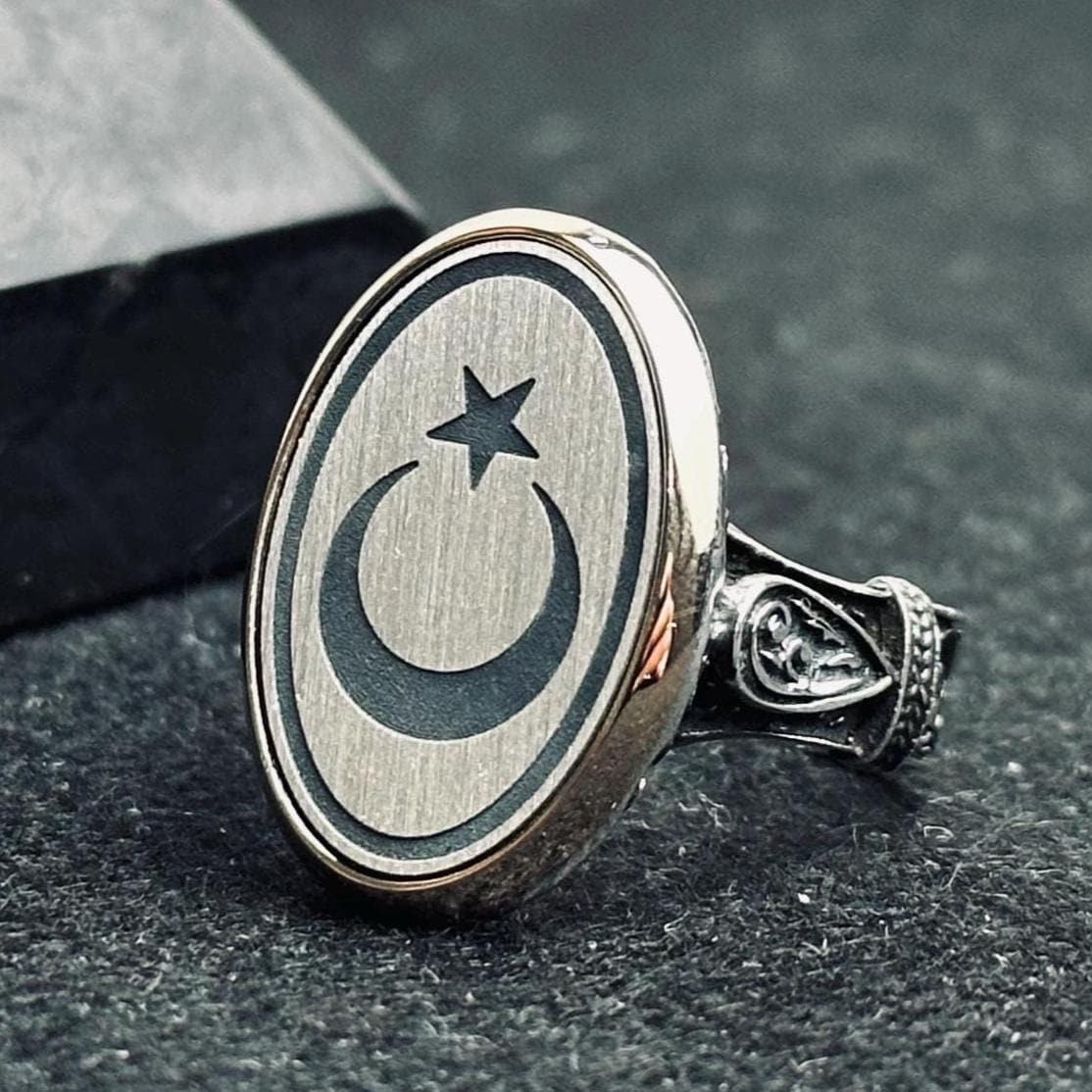 月と星が刻まれた925スターリングシルバーリング - 大胆な