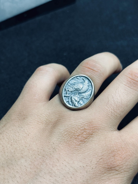 Bald Eagle Ring: Sterling Silver Men's Signet (handmade Animal
