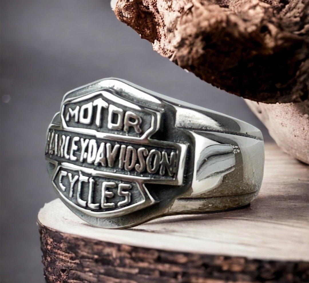 Biker Ring Silver Biker Ring Harley Davidson 925 Sterling Etsy France