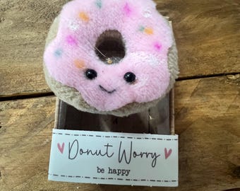 Donut Worry Be Happy….Felt keepsake ornament with gift box pocket hug