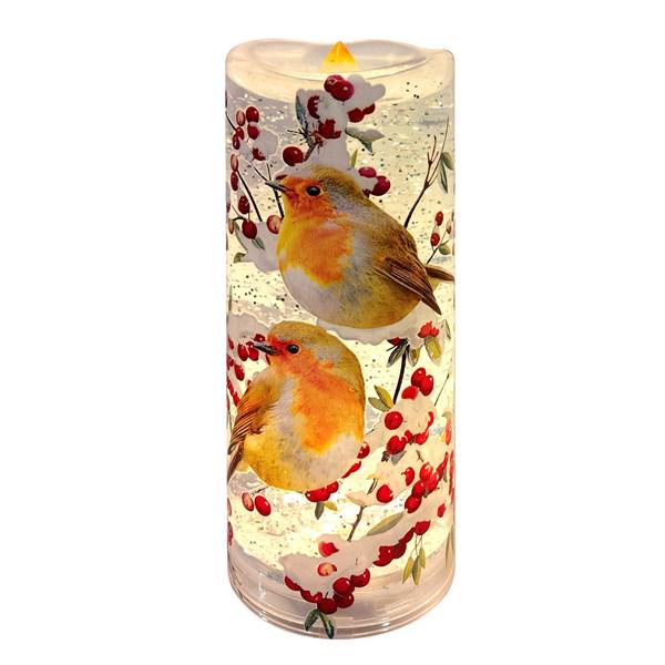 LED Robin Water Spinner Candle, Christmas Scene (20cm Tall) - Etsy