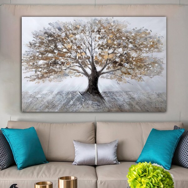 Canvas Painting Tree Etsy
