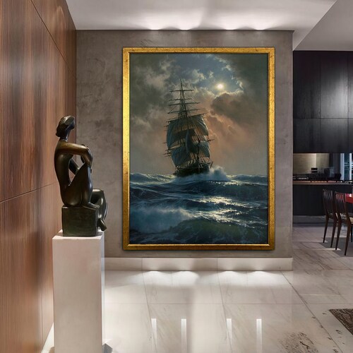 Ship Canvas Painting Pirate Ship Painting Sailing Painting Etsy