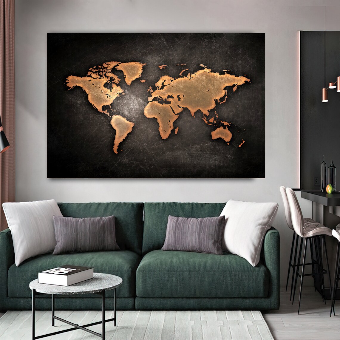 World Map Canvas Painting Map Wall Decor Countries Map Etsy