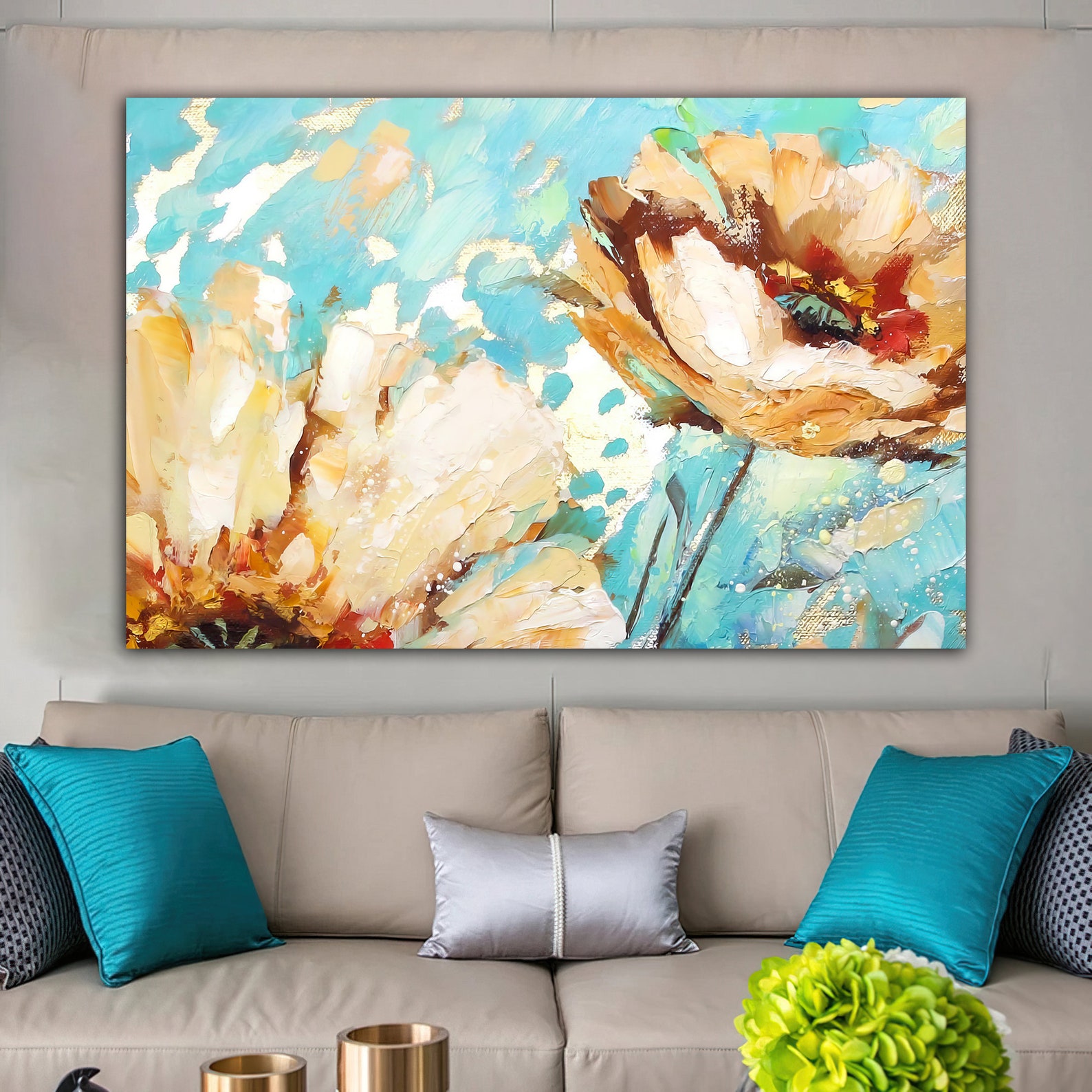 Yellow Flowers Canvas Painting Flowers Painting Flower Etsy
