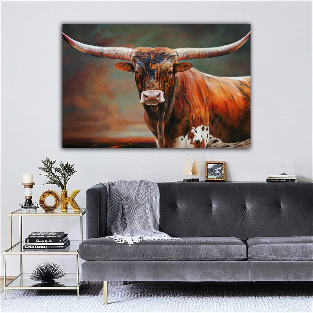Bull Canvas Painting Animal Painting BULL CANVAS PRİNT Etsy