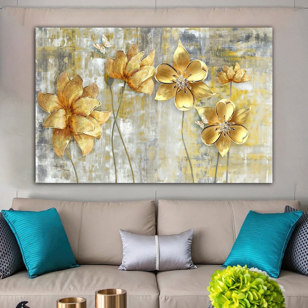 Yellow Flowers Canvas Painting Flowers Painting Flower - Etsy