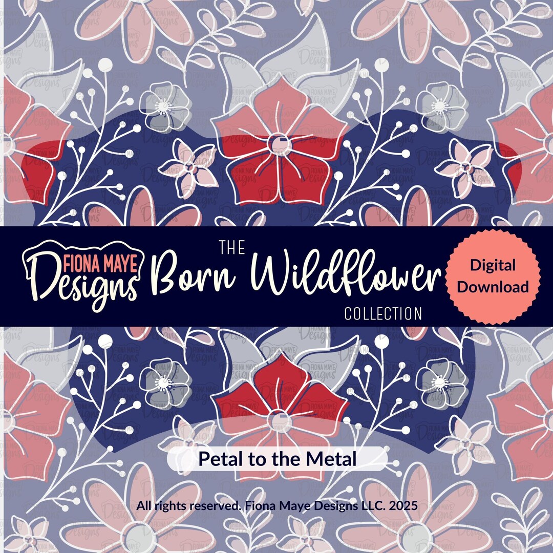 Navy Ditsy Patriotic Floral Seamless Pattern | Whimsical 4th of July ...