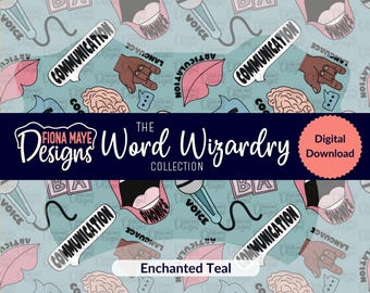 Speech Theme Seamless Pattern | Playful Digital Design for Tumblers, Keychains and other Sublimation Projects