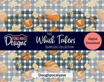 Sourdough Baker Seamless Pattern: Hand-Drawn Food Art (PNG Digital Download)