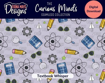 STEM Seamless Pattern: Hand-Drawn Science Math Icons (PNG File, Digital Download