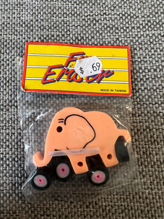 Vintage Eraser Fun Eraser Elephant 80's Etsy