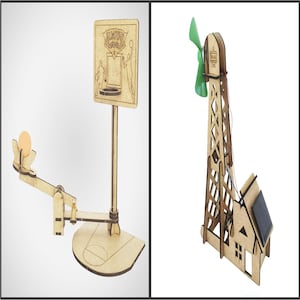 Kit de bricolaje STEM 3D: Aro de baloncesto y rompecabezas científico con panel de viento