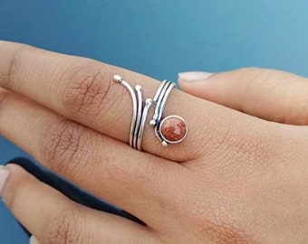 Handmade Goldstone 925 Sterling Silver Ring: Statement Promise Ring