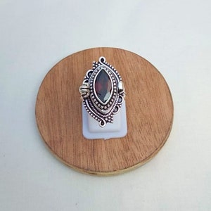 Natural Marquise Garnet Compartment Ring, Handmade 925 Sterling Silver Locket Pill Box Ring Gift For Her