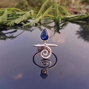 Anello in argento sterling 925 con iolite blu: anello con filo Boho