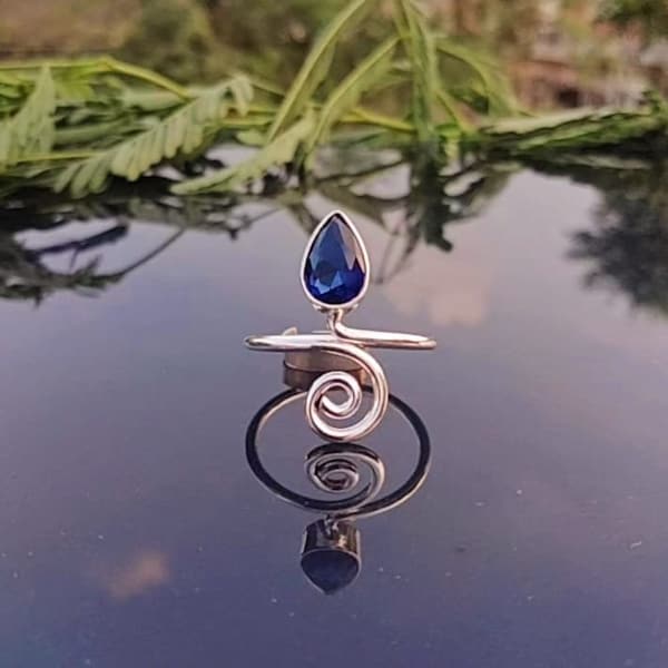 Anello in argento sterling 925 con iolite blu: anello con filo Boho