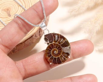 Ammonit Fossil Anhänger 925 Sterling Silber