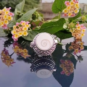 Shiva Eye Shell Ring: 925 Sterling Silver Locket Compartment