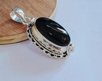 Black Onyx Poisoner Box Pendant, Handmade 925 Sterling Silver Secret Compartment Vintage Locket Antique Pill Box Ring Gift For Her