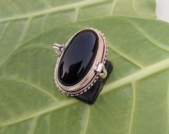 Handmade Oval Black Onyx Secret Box Ring: 925 Sterling Silver