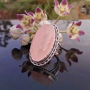 Natural Rose Quartz Ring, 925 Sterling Silver Ring, Oval Rose Quartz Ring, Gift for her, Capricorn January Birthstone, Promise Ring