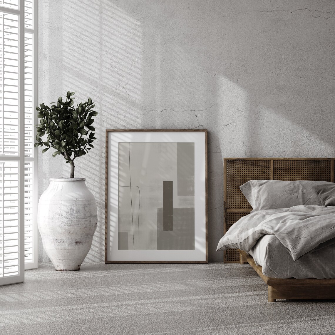 3 Piece Abstract Gray Wall Painting Setnatural Bohemian Etsy