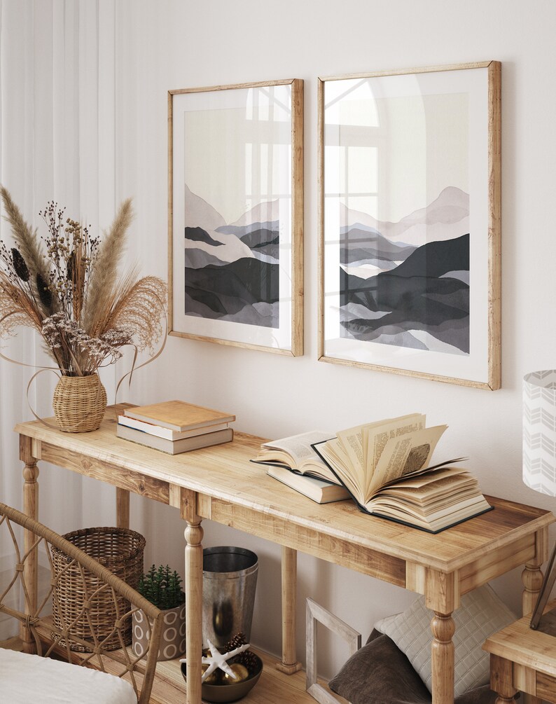 3 Piece Black and Gray Wall Art Set Bedroom Wall Artblack Etsy