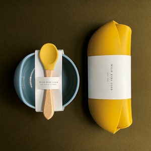 Wild Kids Club - Baby & Toddler Small feeding set | Bowl + Spoon + Bib | BPA free | Food-grade Silicone | Baby Feeding Set | BLW