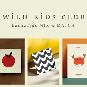 Wild Kids Club - Mix&Abbina flashcard / Flashcard stampabili in bundle / Flashcard sensoriali per neonati / Carte ad alto contrasto