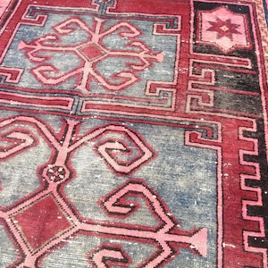 Vintage Rug- Antique Decor Rug- Persian Hamedan Rug- Oriental Rug- Turkish Floor Rug- Persian Old Wool Rug- Bedroom Rug- 4x6 Ft Rug