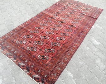 Afghan Rug Persian Rug - Antique Rug Red Perfect Persian Rug Old rug Hand-Knotted Wool Persian Rug 4.9x8.8 ft - Vintage Turkish Area Rug