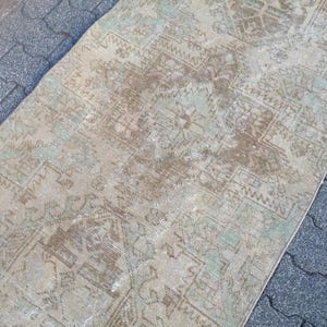 Hand Knotted Persian Runner Rug: Vintage Turkish Rug, 2.6x12 Ft Rug - Neutral Narrow Rug - AEsthetic Rug - Rug For Kitchen - Antique Rug