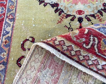Turkish rug Area Rug Hand Knotted Wool Persiani Runner Rug: 3.1x6 Ft Vintage Pastel Rug - Small mini Runner rug - Antique Rug - Aged Rug