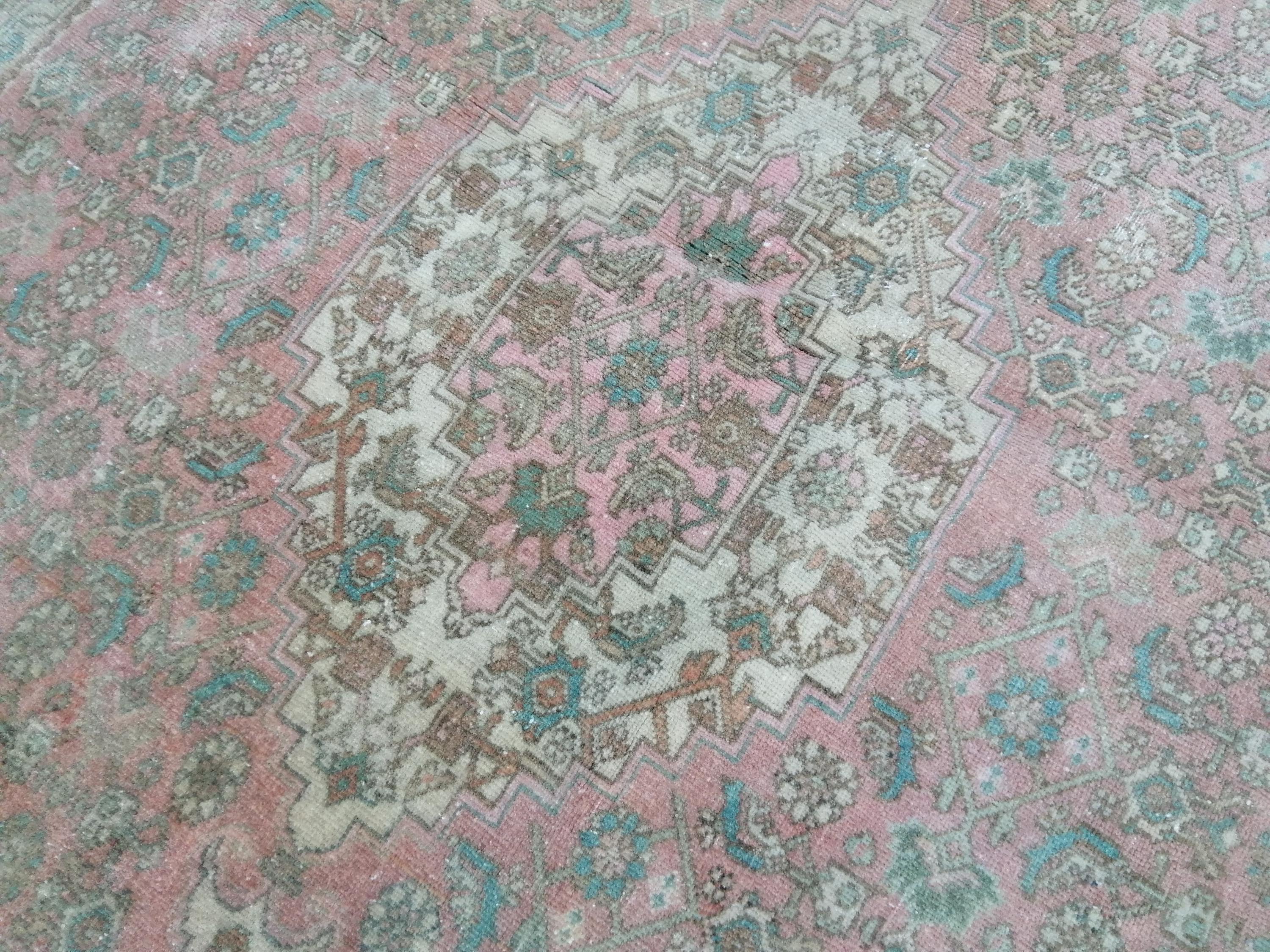 Vintage Rug Hand Made Persian Rug- Turkish Rug- Bedroom Rug-persian Pink Oushak Rug- Oriental Rug- Persian Area Rug- Runner Rug 3.7x5.2 Rug