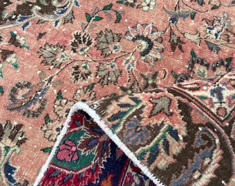 Turkish rug, Large Area Persiani Rug, Vintage Rug, Hand Crafted Rug, Neutral Bogo Aged rug Pastel Rug, Wool Rug 8.8x11.8 Ft rug