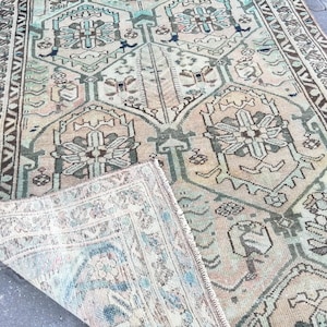 Vintage Floral Persian Runner Rug: Handmade Turkish Rug 3.7x5.4 Ft Rug Antique Rug - Rug For Bedroom - Aesthetic Oriental Rug - Oushak Rug