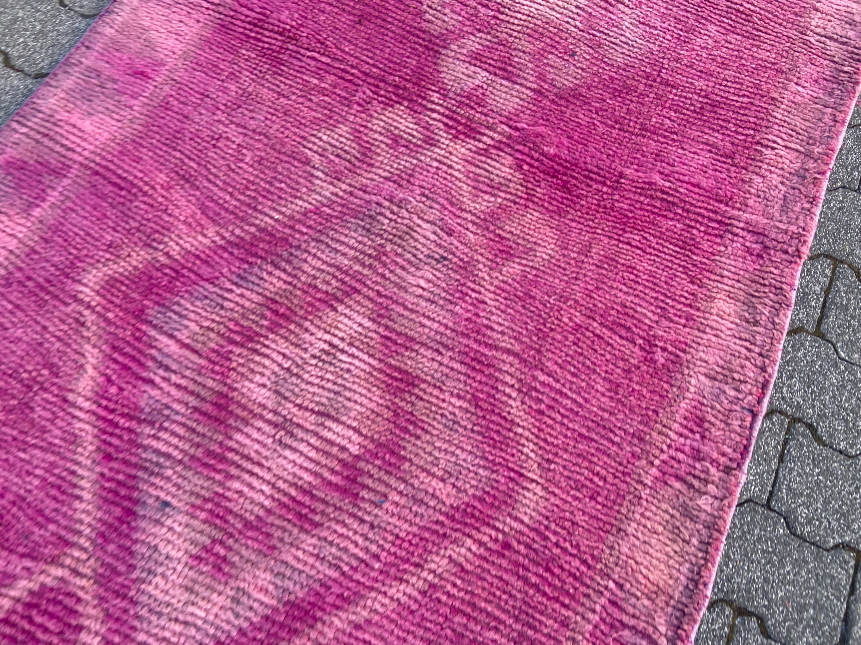 Pink Pastel Color Runner Rug - Vintage Persian Rug - Hand Knotted Rug ...