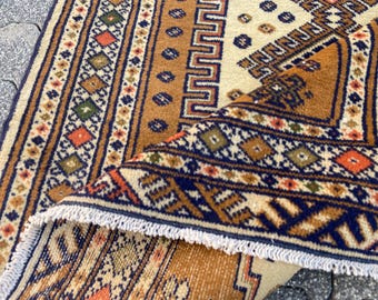 Afghan Rug Small Vintage Persian Rug Hand Knotted Old Rug - Runner Rug Turkish Rug Aesthetic Decor Rug Anatolian Kilim Rug 2.9x3.9 Ft Rug
