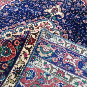 Tapete persa antigo - Tapete turco vintage - Azul Tapete único perfeito - Tapete persa oriental Tapete de área - Tapete tecido à mão Tapete de 6,3 x 9,5 pés