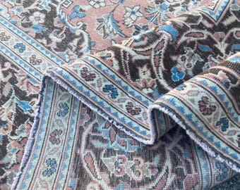 Hand-Knotted Wool Persian Rug 8x11.3: Vintage Turkish Area Rug