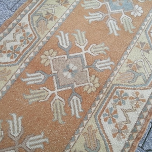Vintage Hand-Knotted Persian Runner Rug: 2.5x9.5 Ft, Anatolian Oriental Design Rug - Pastel Runner Rug - Persian Hall Way Wool Rug