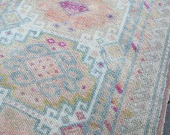 Hand Knotted Wool Turkish Runner Rug: Persiani rug Narrow Hallway Carpet 2.9x8.3 ft
