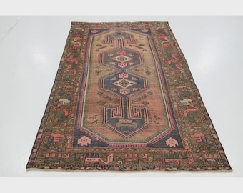 Vintage Rug - Area Rug Large Rug - Boho Rustic Persiani Rug - Tribal Gabbeh Rug - Antique Style Rug - Turkish Vintage Rug - Oriental Rug