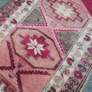 Vintage Herki Runner Rug: 2.9x12.1 Ft, Handmade Oriental Decor Rug - Persian Runner Rug - Turkish Rug Long - Pastel Pink Rug Colorful Rug